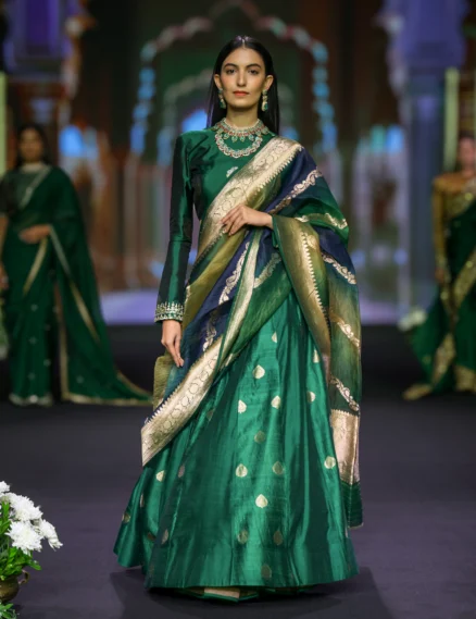 Green Tussar Handloom Lehenga