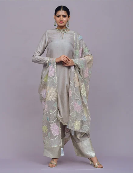Raw Silk Kurta Set with Matching Palazzo