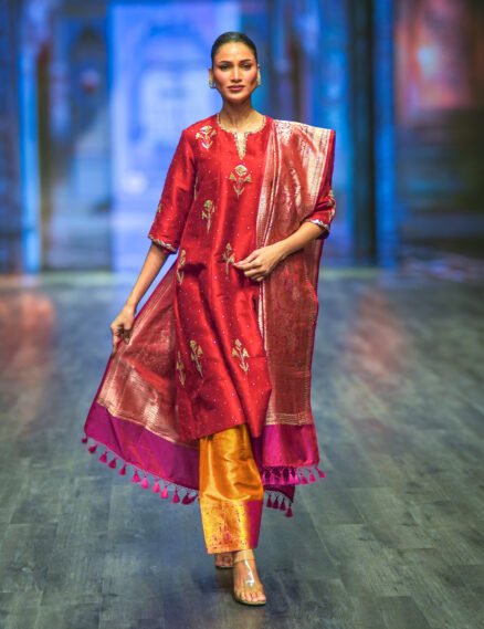 Crimson Red Rawsilk Kurta