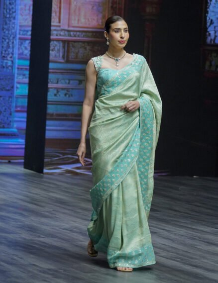 Aqua Blue Banarasi Georgette Saree