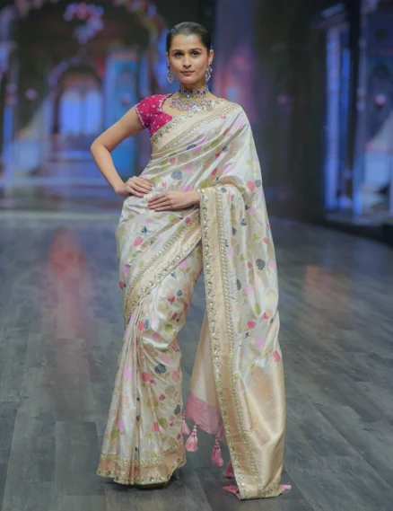 White Katan Banarasi Saree