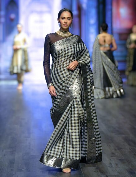 Tissue Chandari Gingham Checks Saree