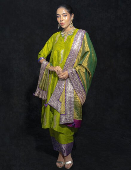Lime Green Rawsilk Kurta