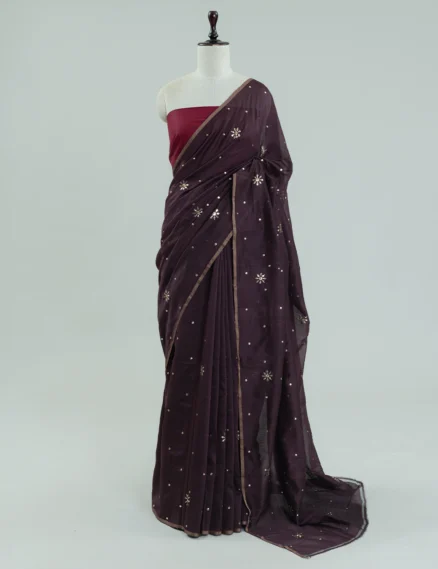 Brown Maheshwari Sico Saree