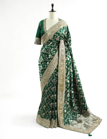 Green Katan Banaras Saree