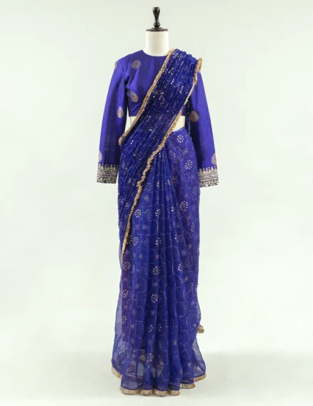 Blue Silk Organza Saree