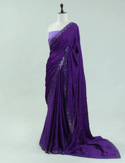 Purple Crepe Saree