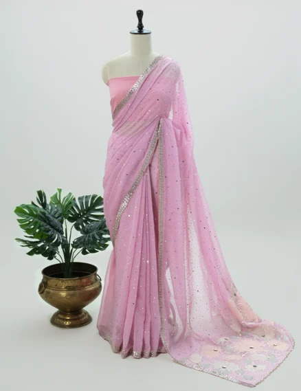 Pink Organza Saree