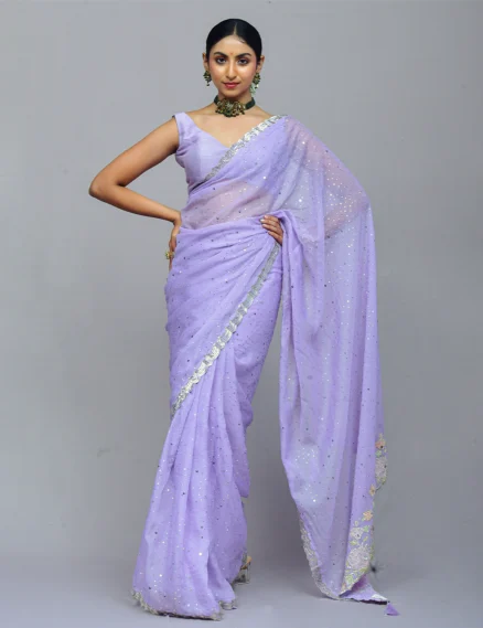 Lavender Organza Saree