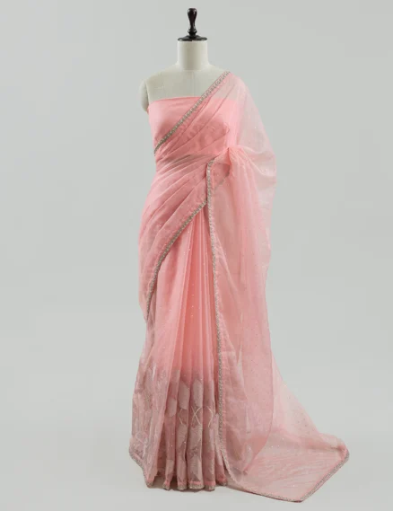 Peach Organza Saree