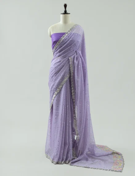 Lavender Organza Saree