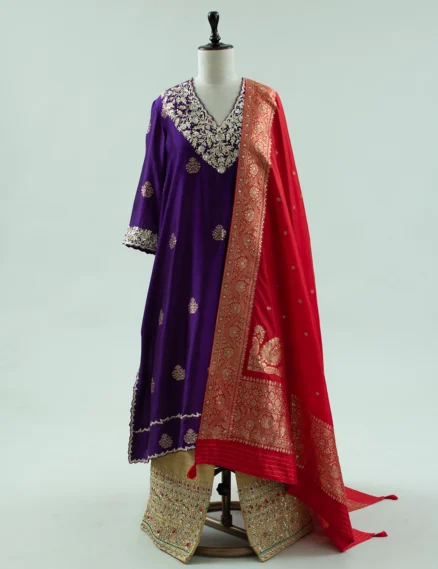 Purple Chiniya Silk Kurta