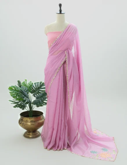 Light Pink Organza Saree