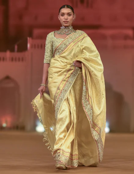 Cream Handloom Kanjivaram Silk Saree