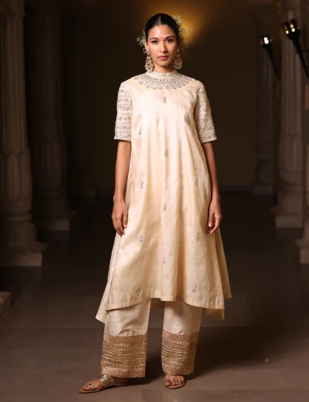 Tussar Silk Kali  Kurta